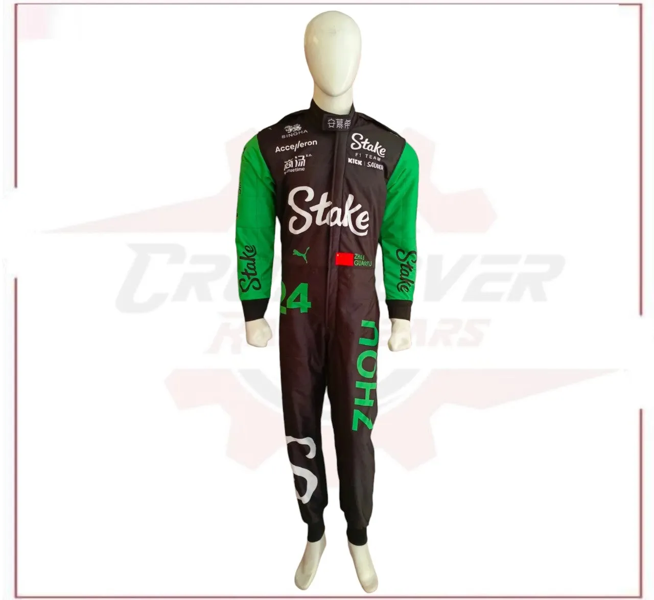 New 2024 Zhou Guanyu Stake F1 Team Kick Sauber Replica Racing Suit