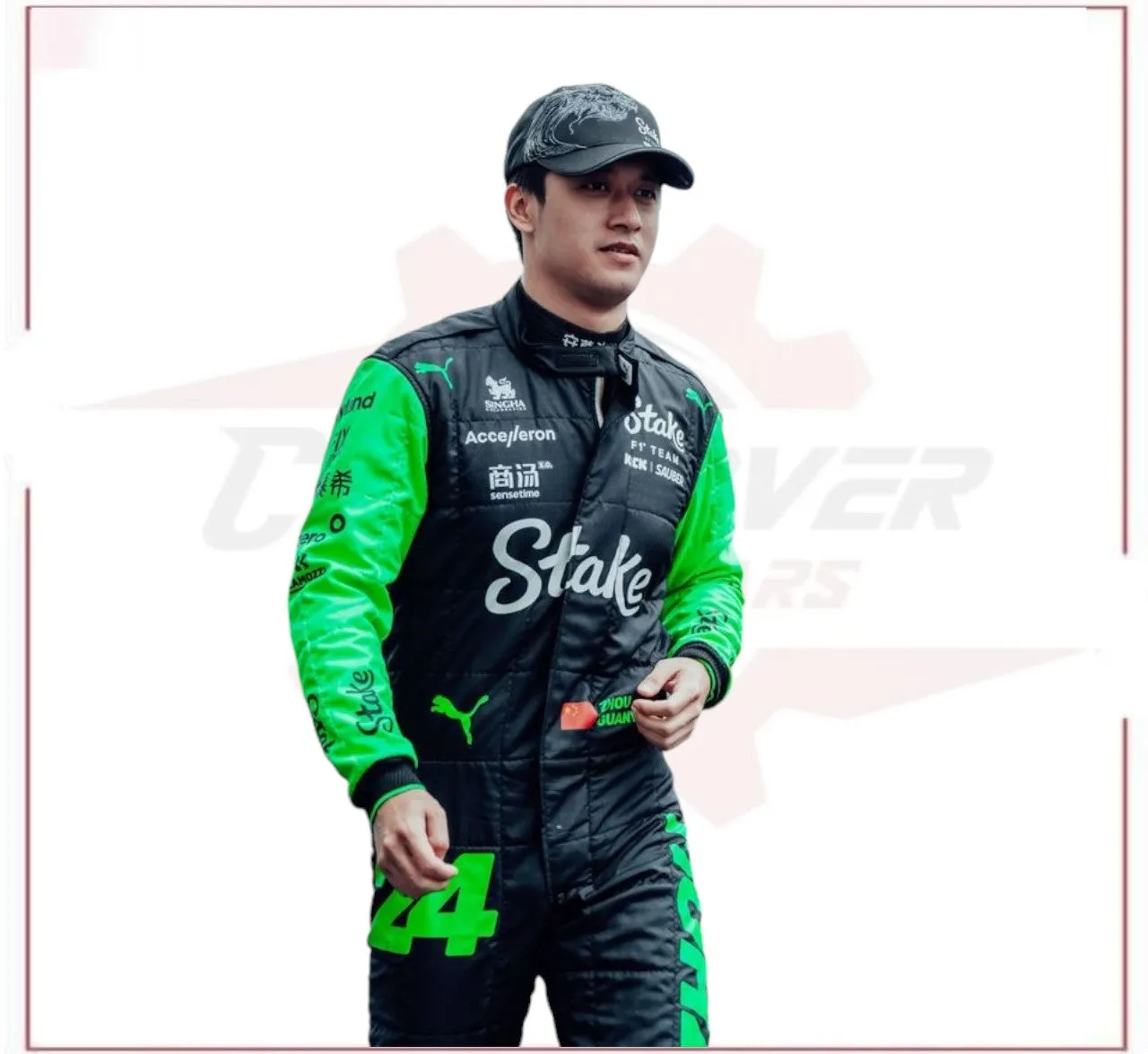 New 2024 Zhou Guanyu Stake F1 Team Kick Sauber Replica Racing Suit
