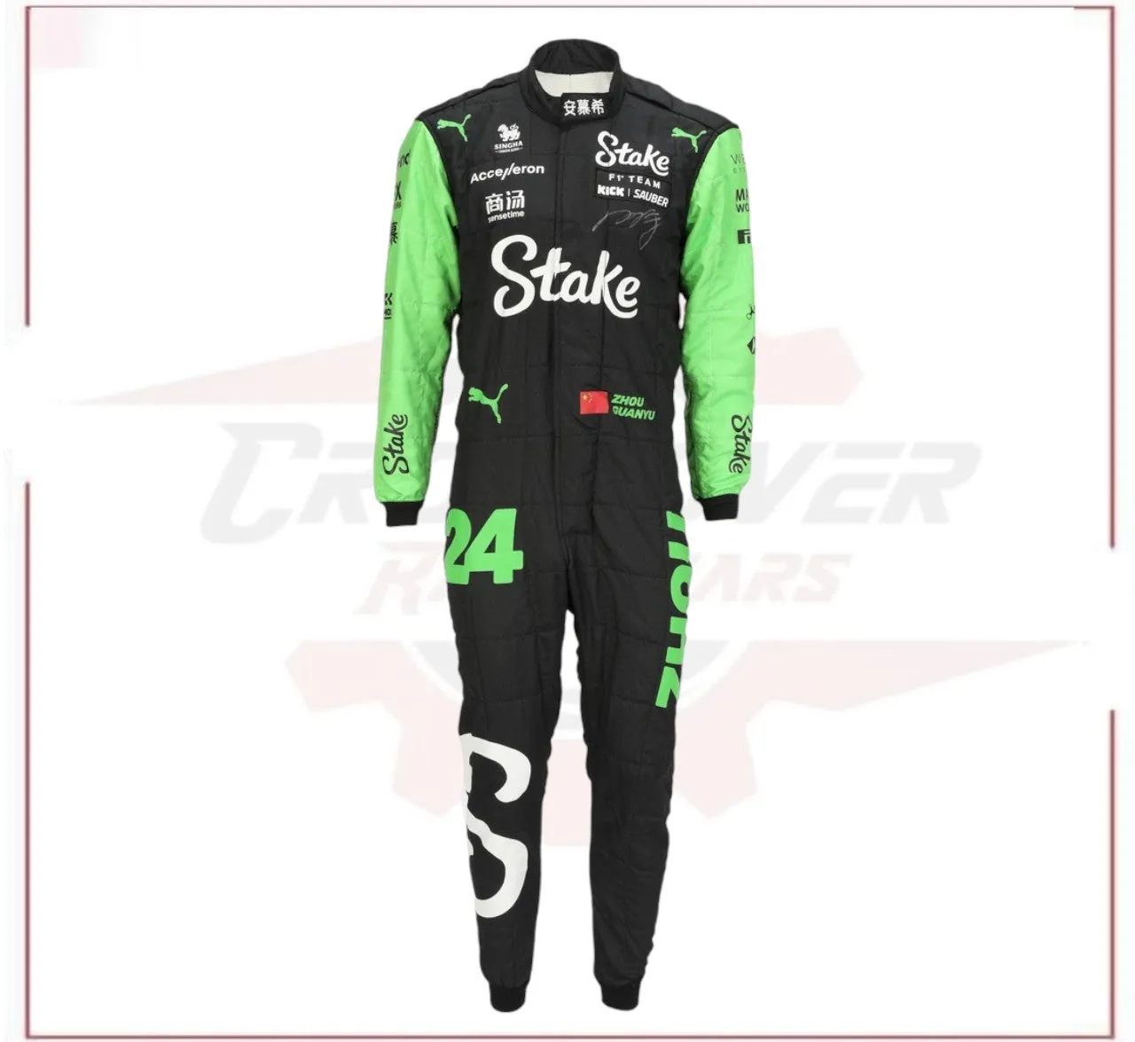 New 2024 Zhou Guanyu Stake F1 Team Kick Sauber Replica Racing Suit