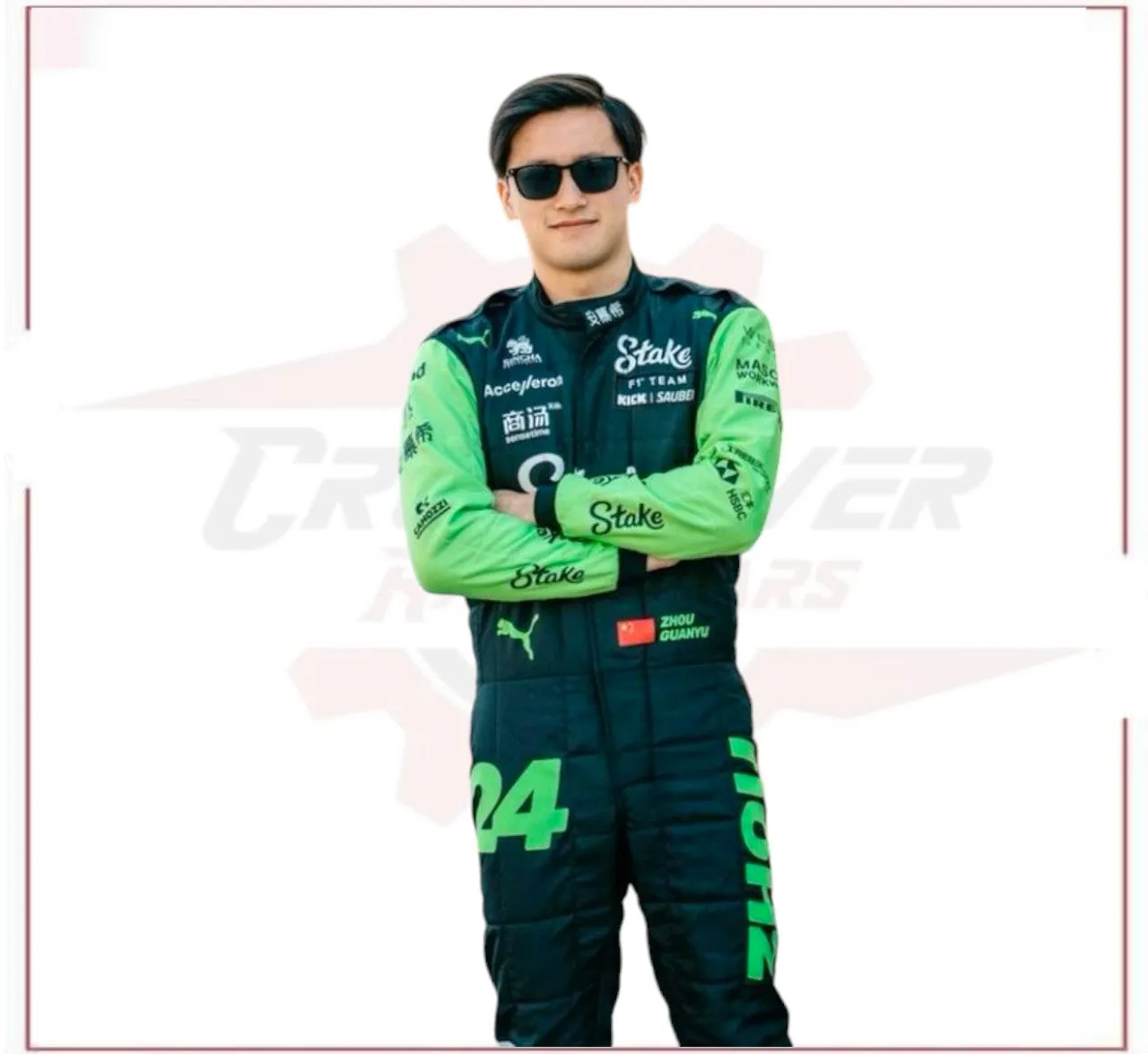 New 2024 Zhou Guanyu Stake F1 Team Kick Sauber Replica Racing Suit