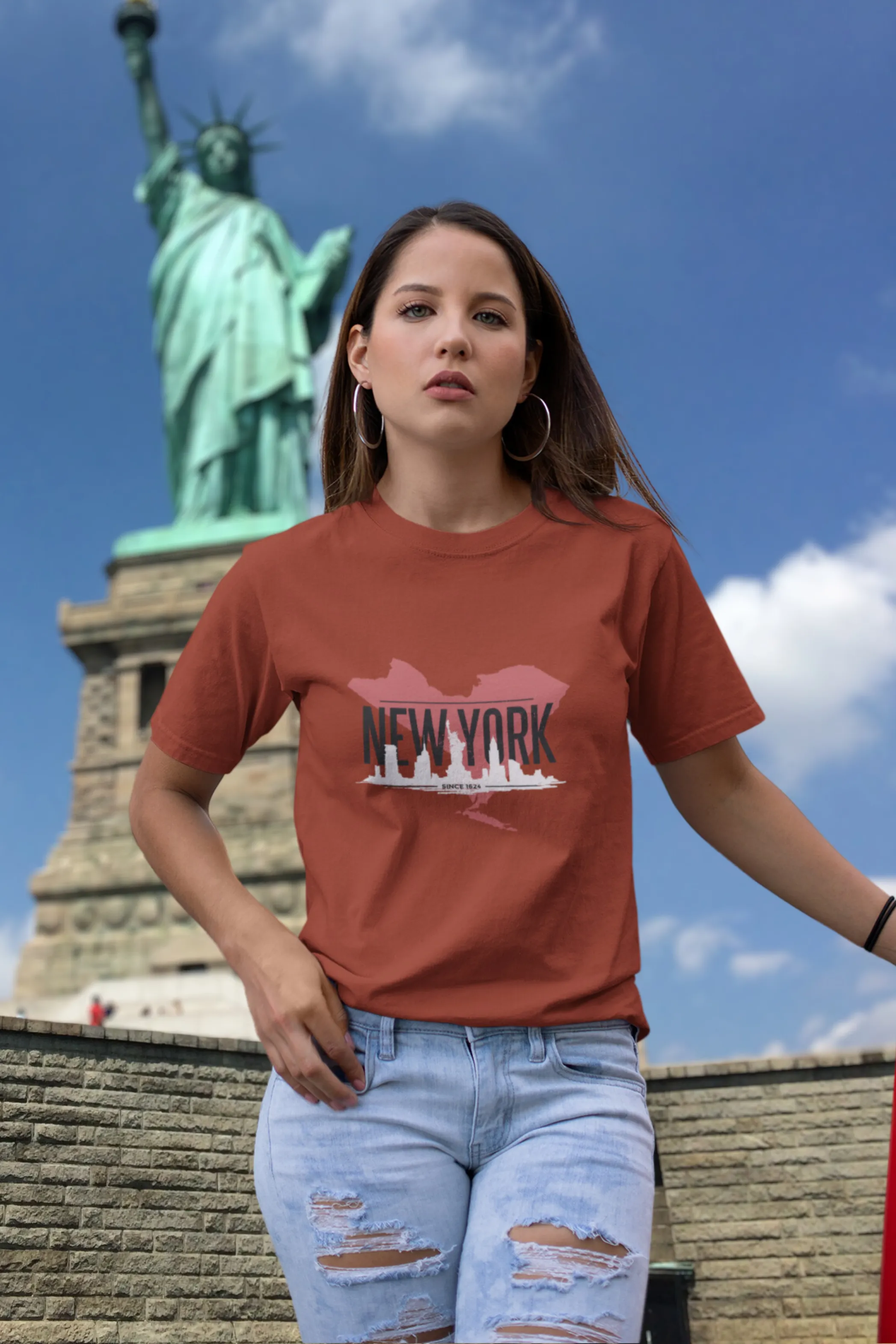 Nyc Skyline Printed T-shirt for women