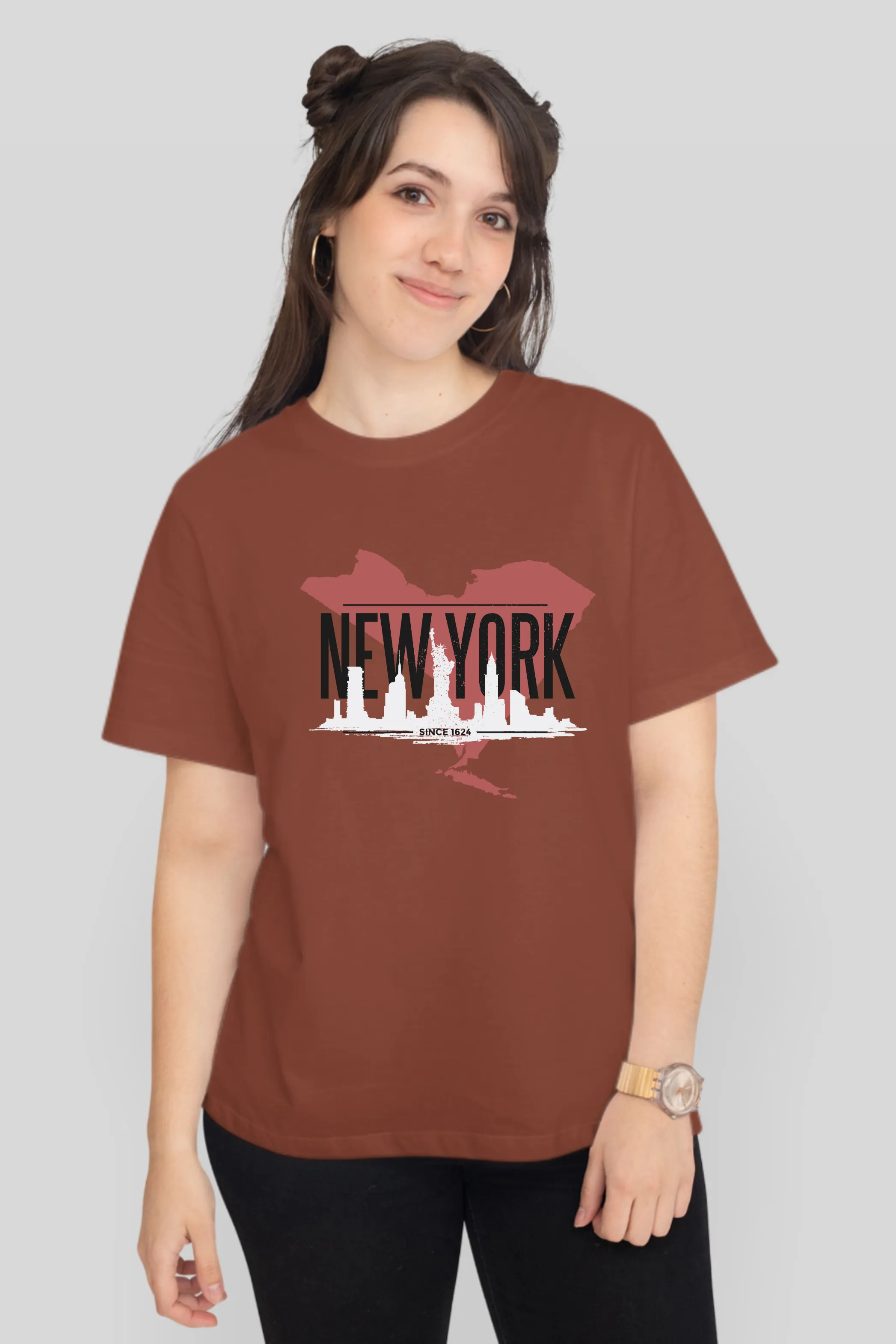 Nyc Skyline Printed T-shirt for women