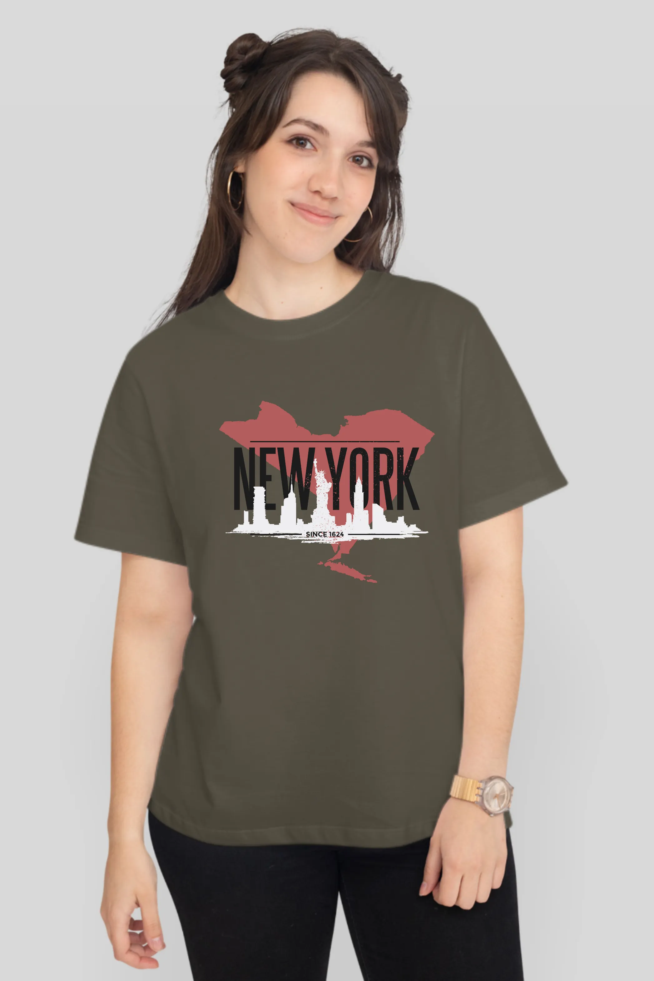 Nyc Skyline Printed T-shirt for women