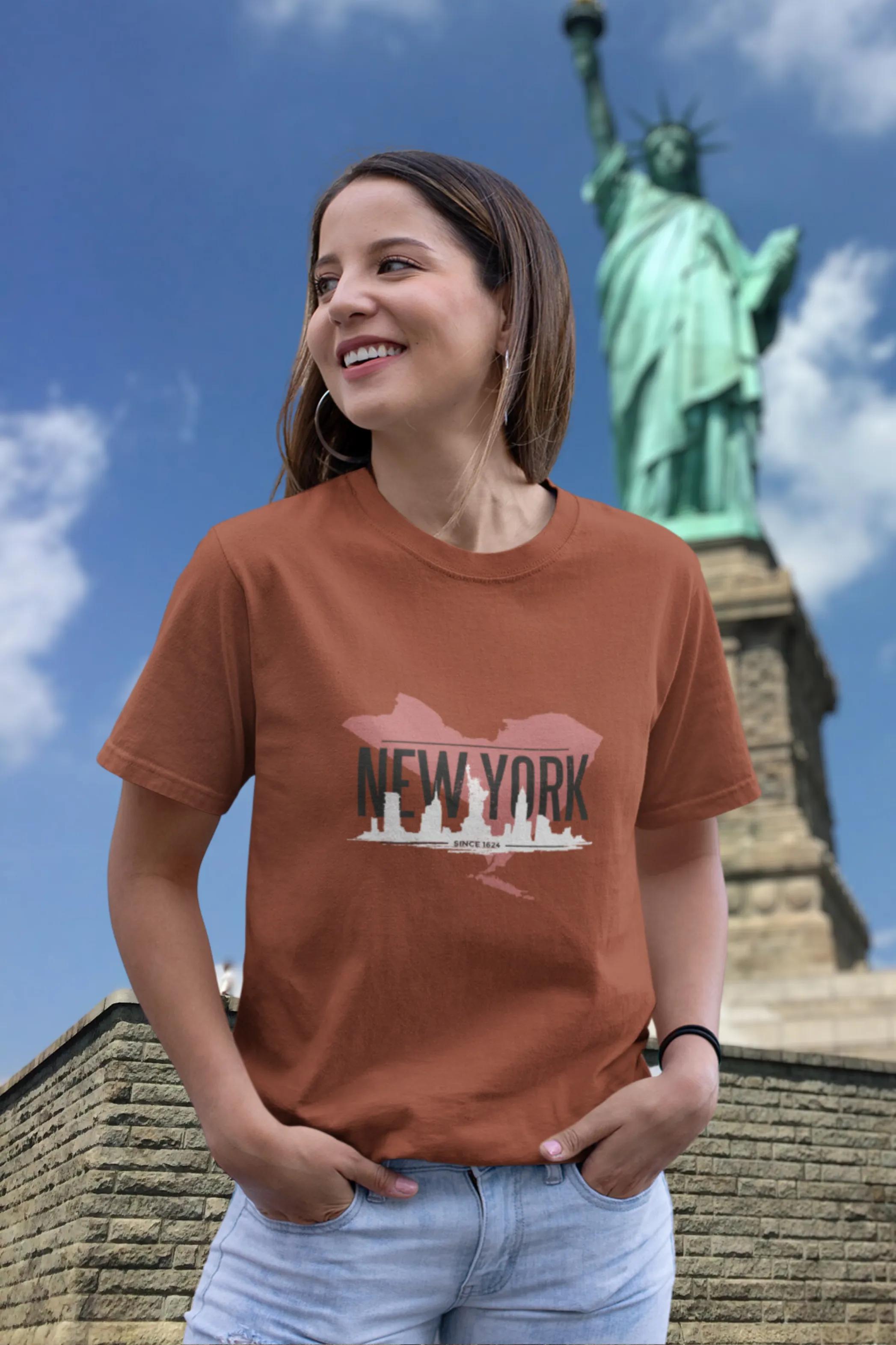 Nyc Skyline Printed T-shirt for women