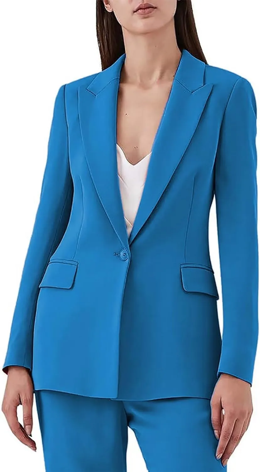 Pantsuit for Women 2 Piece One Button Solid Business Women's Suit Dressy Casual Tuxedo Suit for Ladies