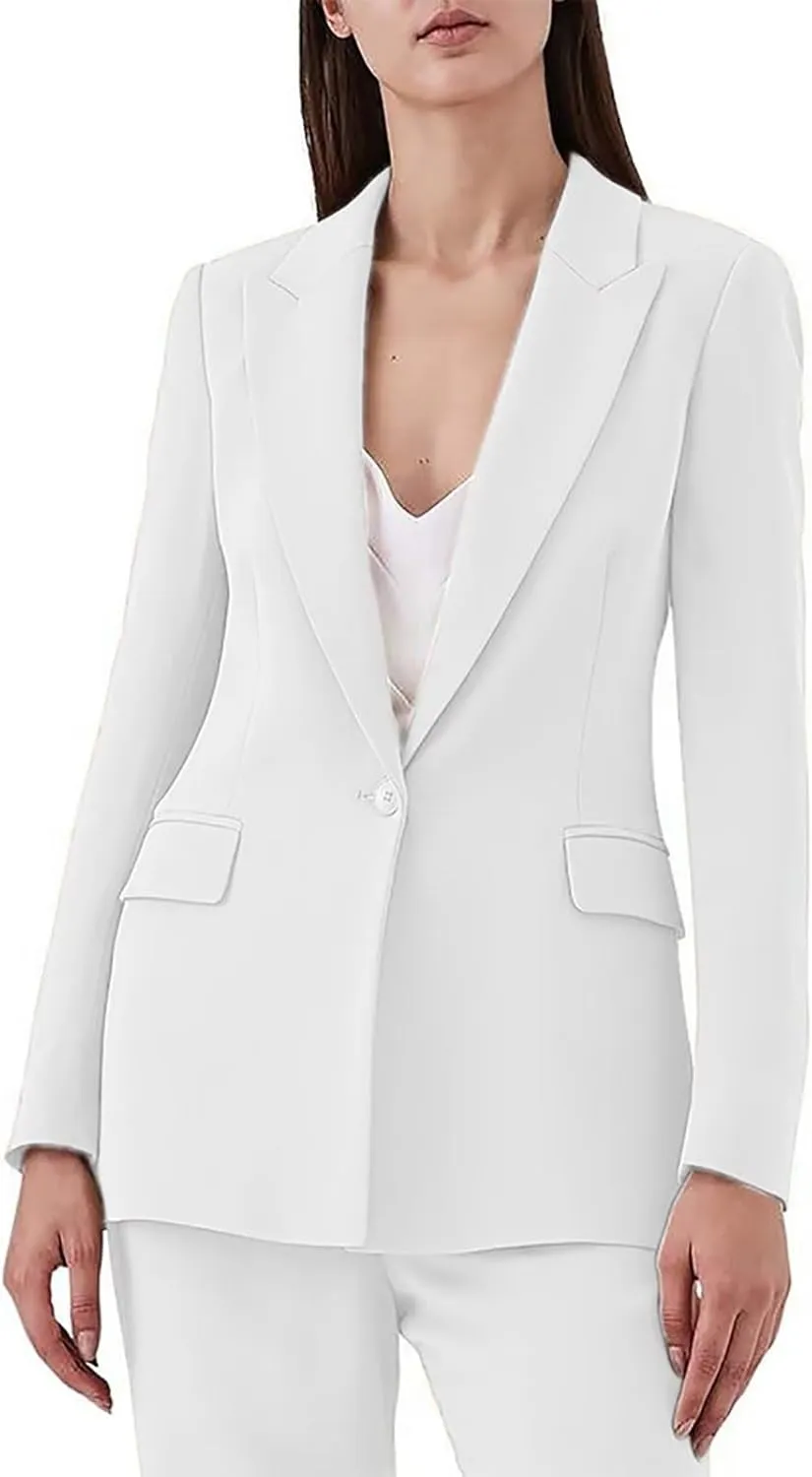 Pantsuit for Women 2 Piece One Button Solid Business Women's Suit Dressy Casual Tuxedo Suit for Ladies