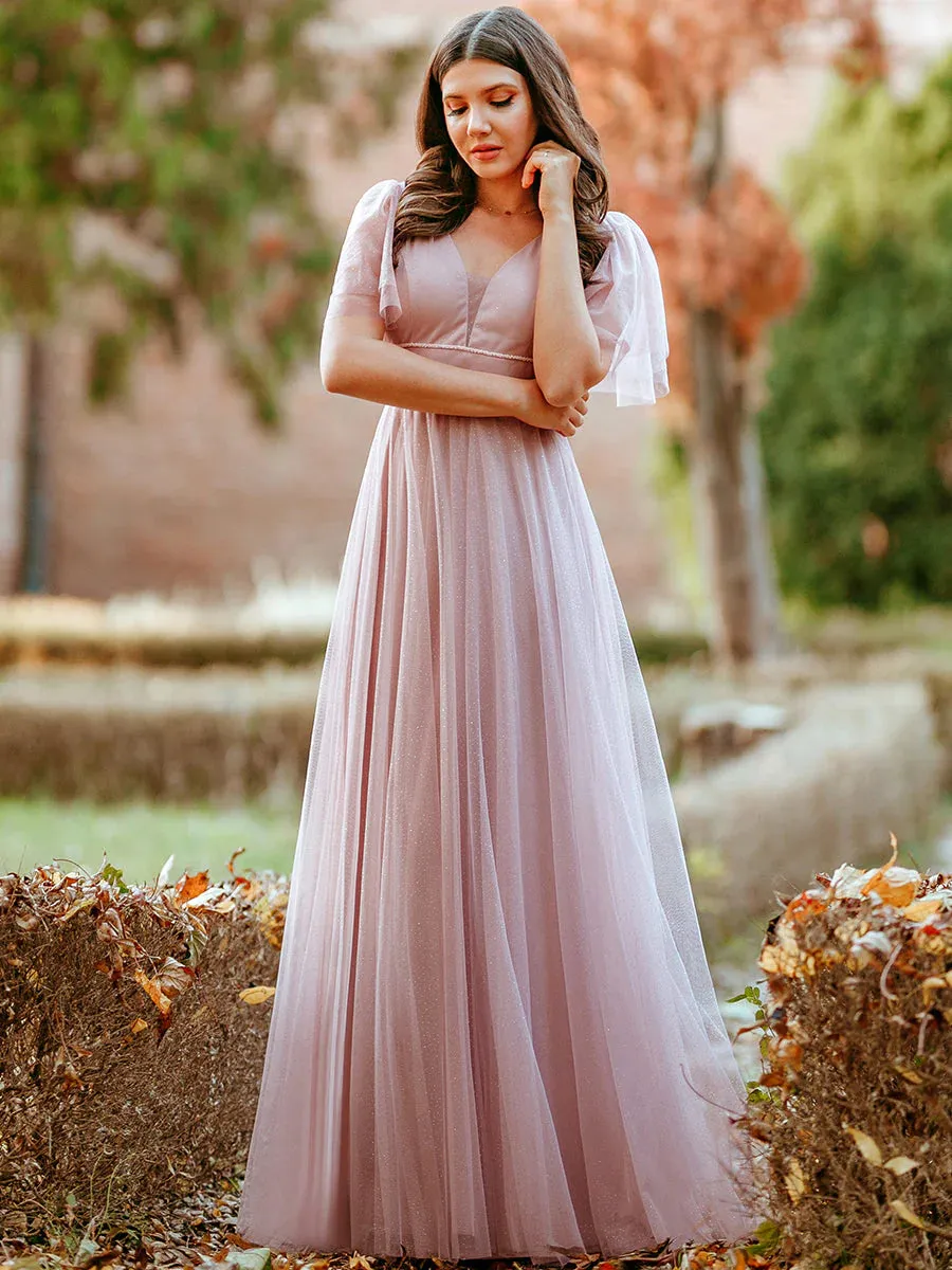 Plunging Neckline Sparkly Evening Dress Size 4