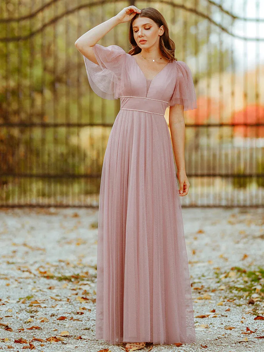 Plunging Neckline Sparkly Evening Dress Size 4