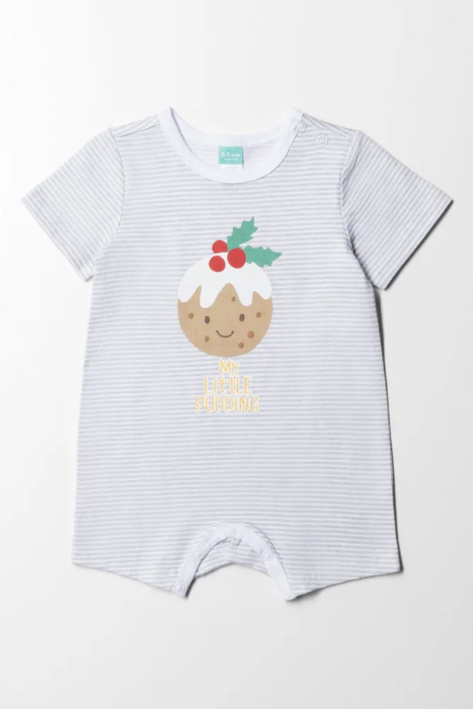 Pudding Christmas Romper Grey