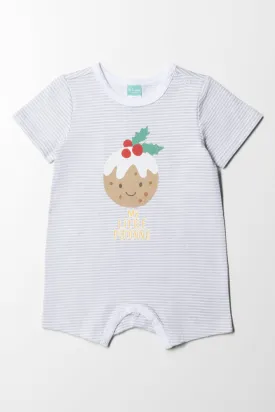 Pudding Christmas Romper Grey