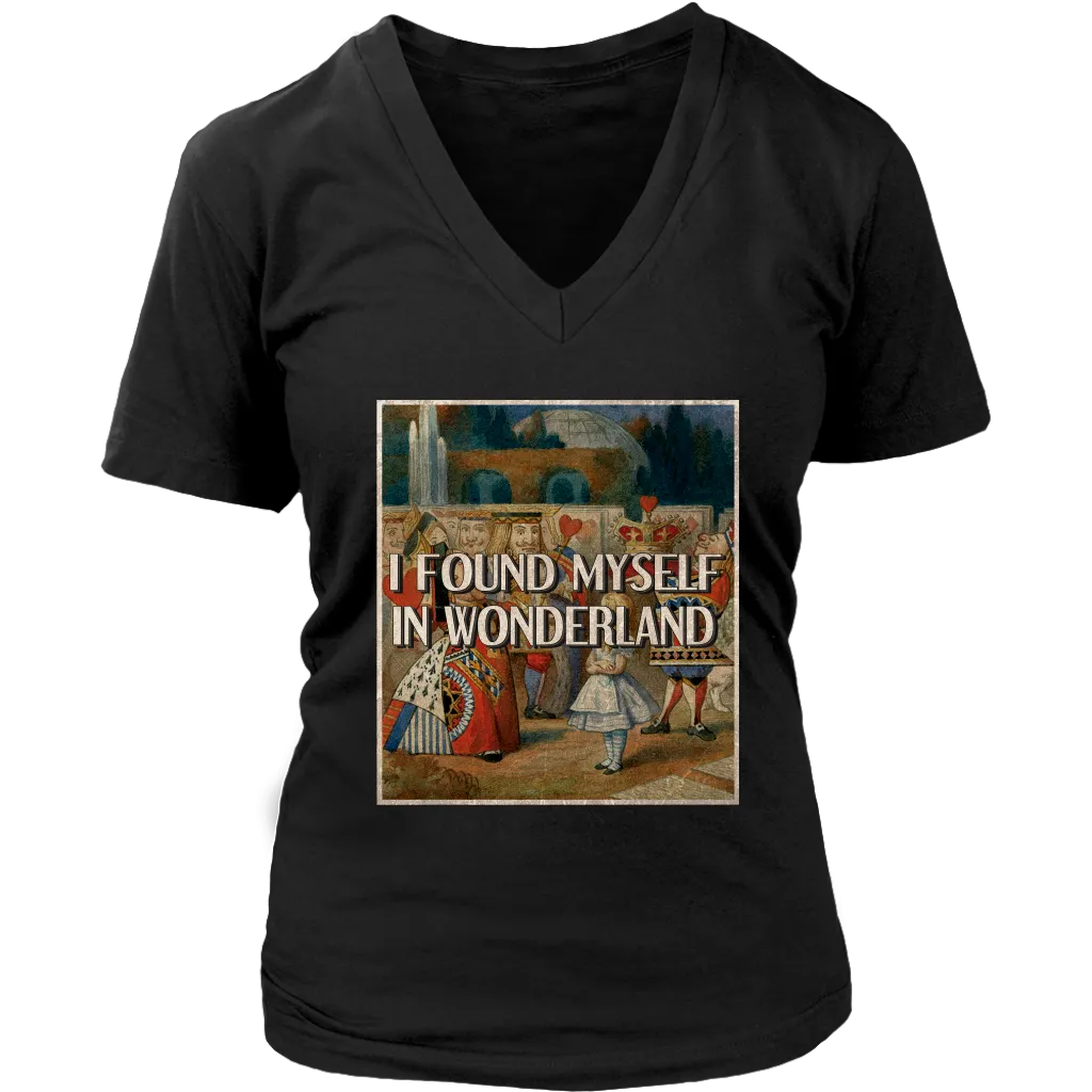 "I Found Myself In Wonderland" V-neck Tshirt