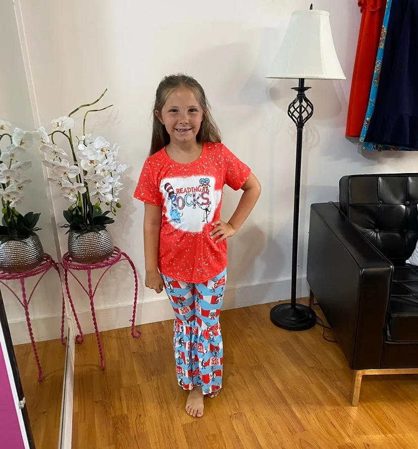 Red and Blue Dr Suess 2pc Top and Bell Bottoms