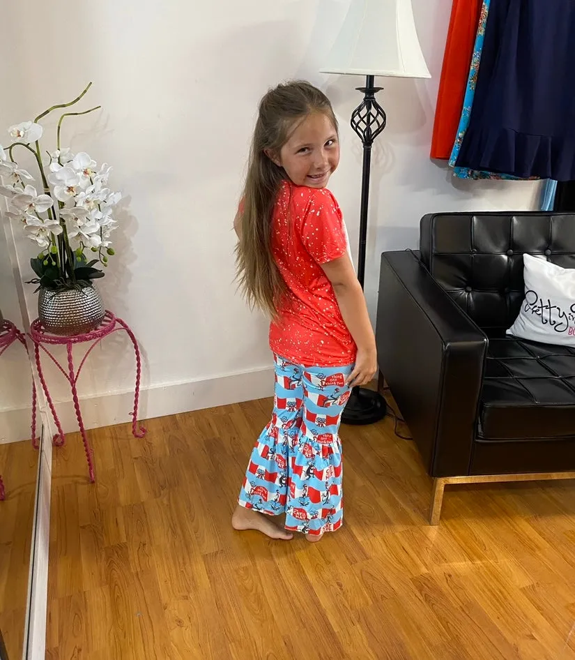 Red and Blue Dr Suess 2pc Top and Bell Bottoms