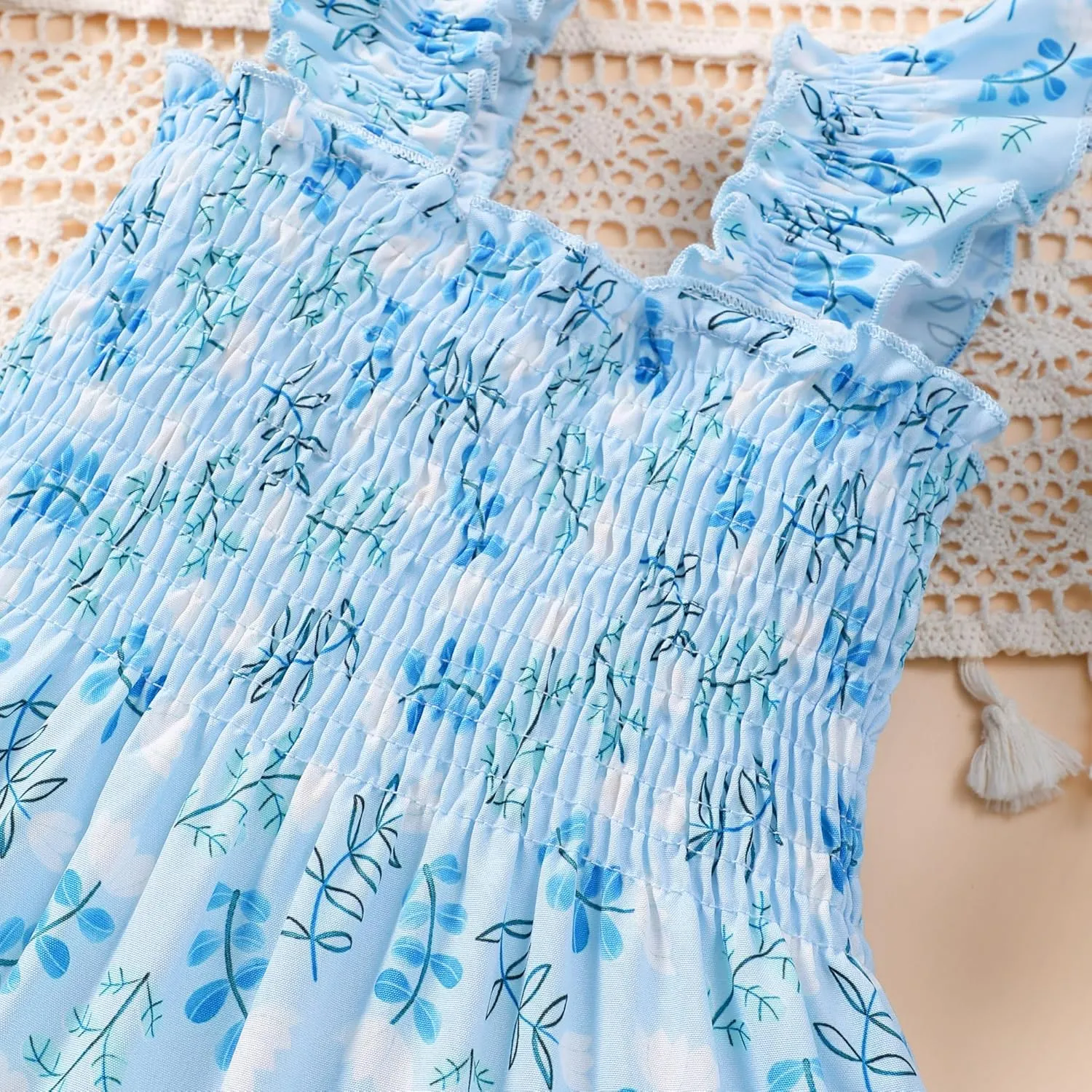RETSUGO Little Girls Dresses Flutter Sleeve Casual Birthday Party Dress Toddler Kids Swing Twirly Summer Sundress 1-8 Years