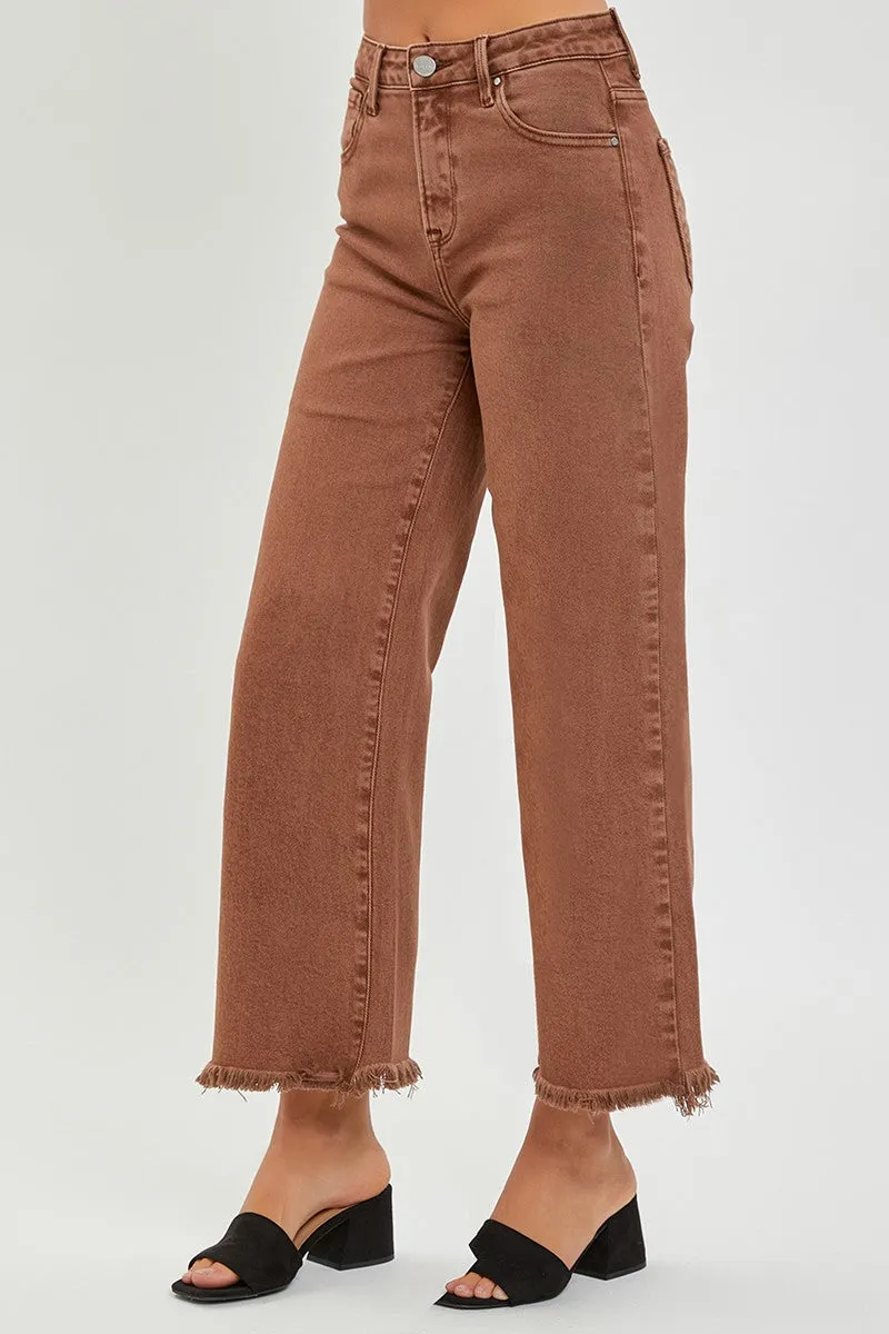 Risen High Rise Crop Wide Leg Pants - Espresso
