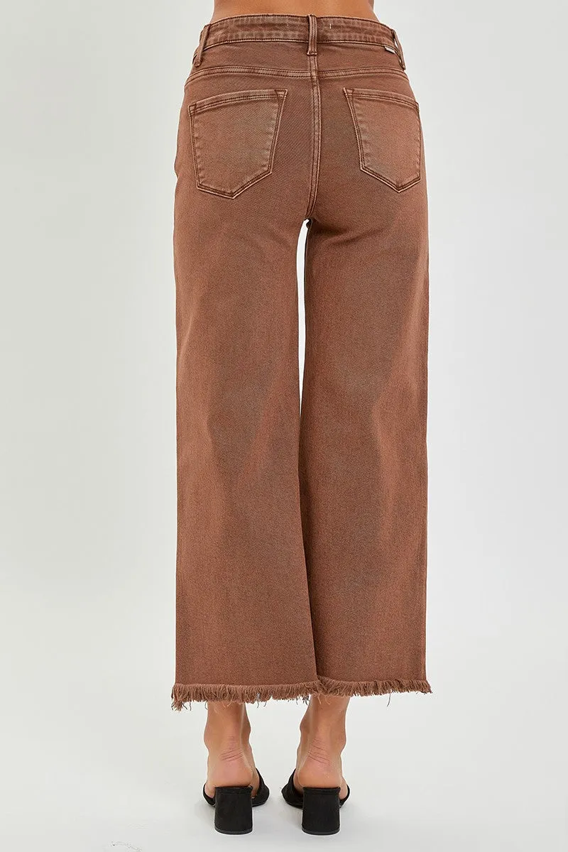 Risen High Rise Crop Wide Leg Pants - Espresso