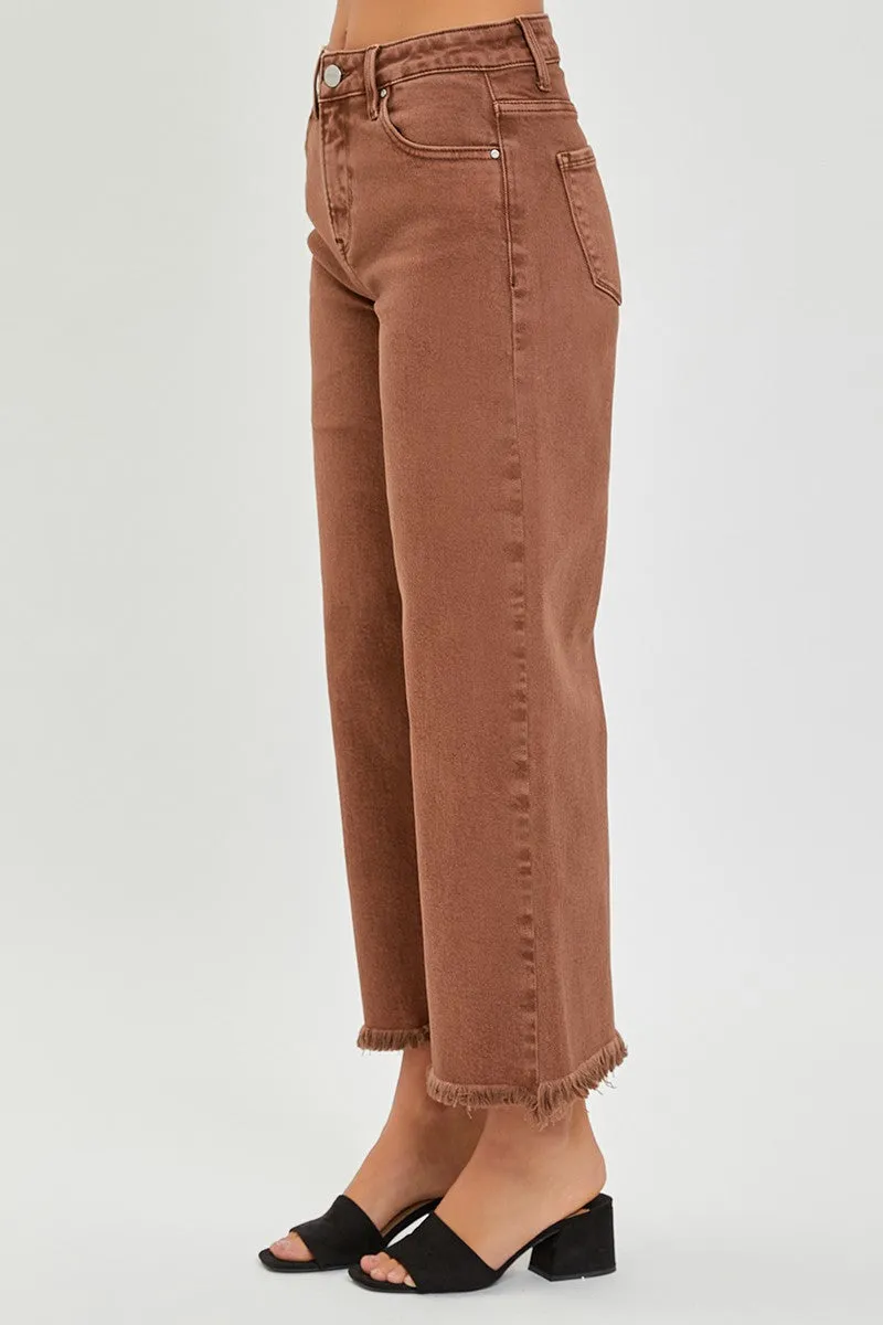 Risen High Rise Crop Wide Leg Pants - Espresso