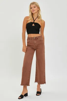 Risen High Rise Crop Wide Leg Pants - Espresso