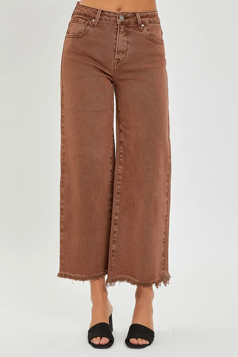 Risen High Rise Crop Wide Leg Pants - Espresso