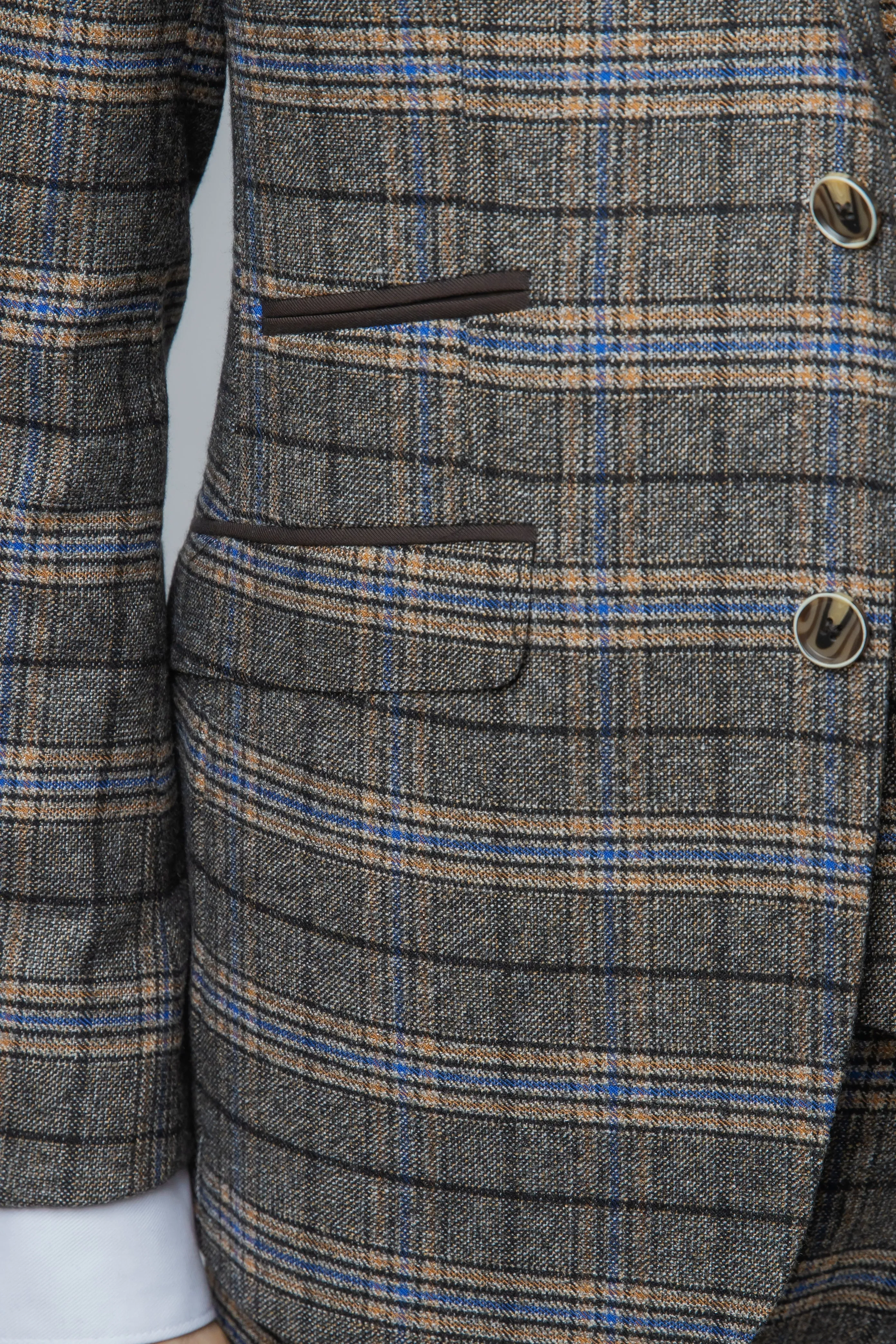 Sebastian Grey Double Breasted Waistcoat Tweed Suit| Office Wear | Check suit