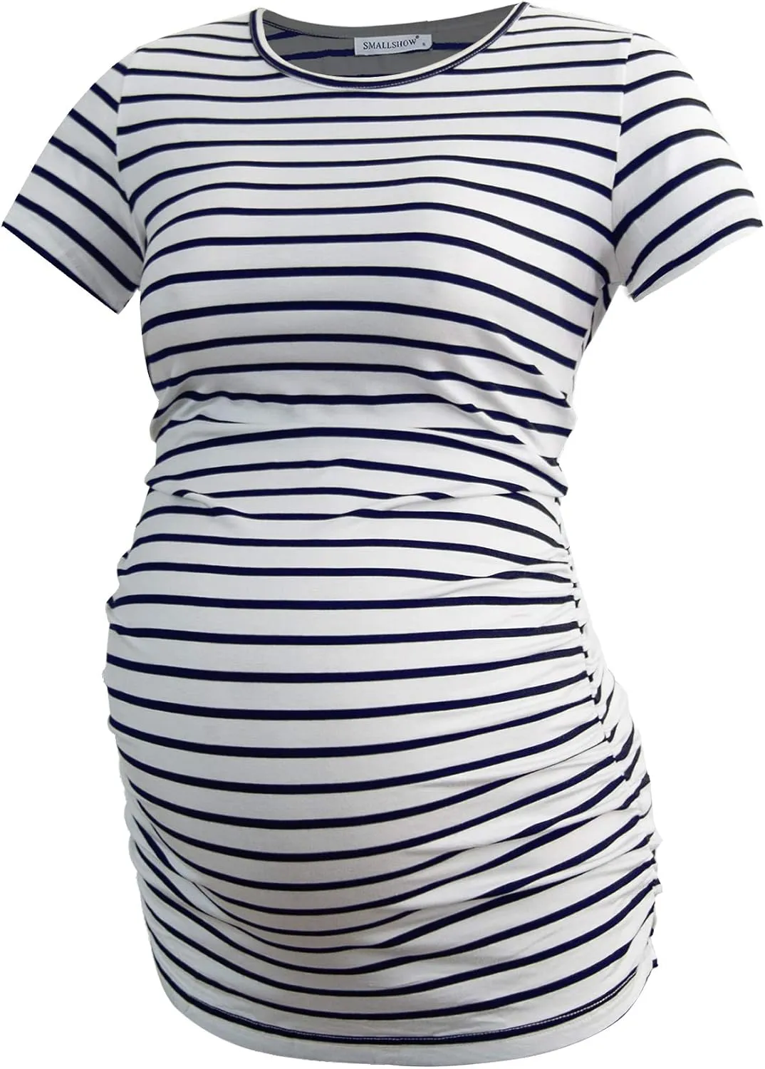 Smallshow Women's 4 Pack Maternity Shirts Short Sleeve Pregnancy Tops Clothes