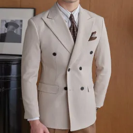 Solid Double Breasted Polyester Regular Suit
