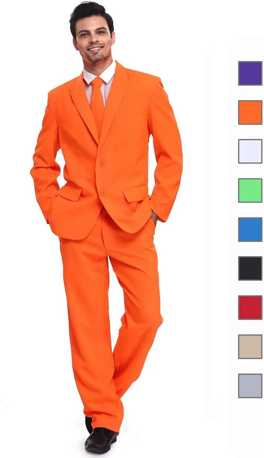 U LOOK UGLY TODAY Men's Party Suit Solid Color Prom Suit for Themed Party Events Clubbing Jacket with Tie Pants