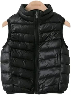 Vest Lightweight Boys Girls Down Vest Puffer Vest High Neck Quilted Outwear Sleeveless Zipper Up Puffer Vest Outdoor(Black,Large)
