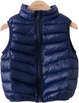 Vest Lightweight Boys Girls Down Vest Puffer Vest High Neck Quilted Outwear Sleeveless Zipper Up Puffer Vest Outdoor(Blue2,Medium)