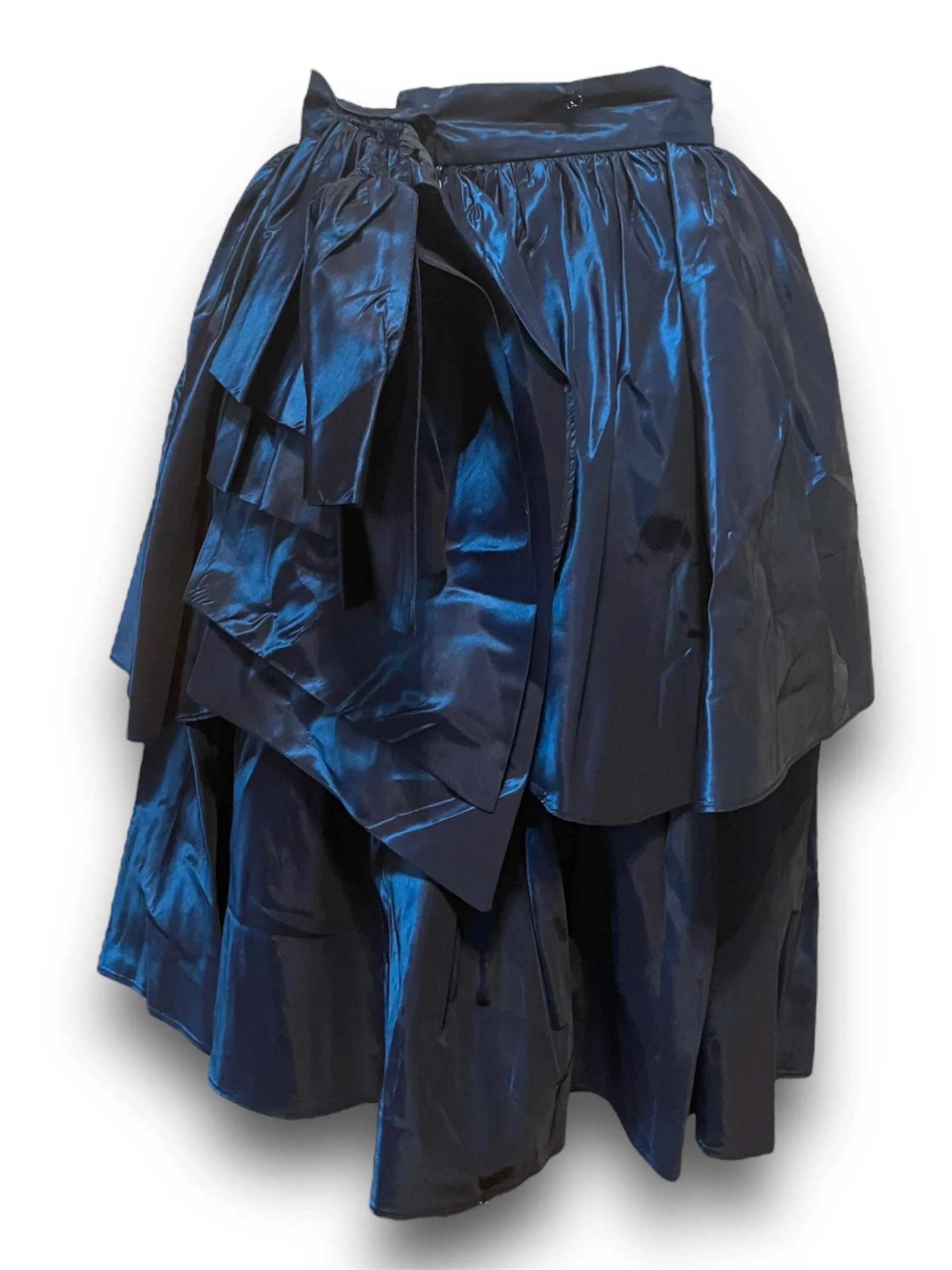 Vintage 1980’s Cathy Hardwick Blue Metallic Taffeta Bustled Skirt