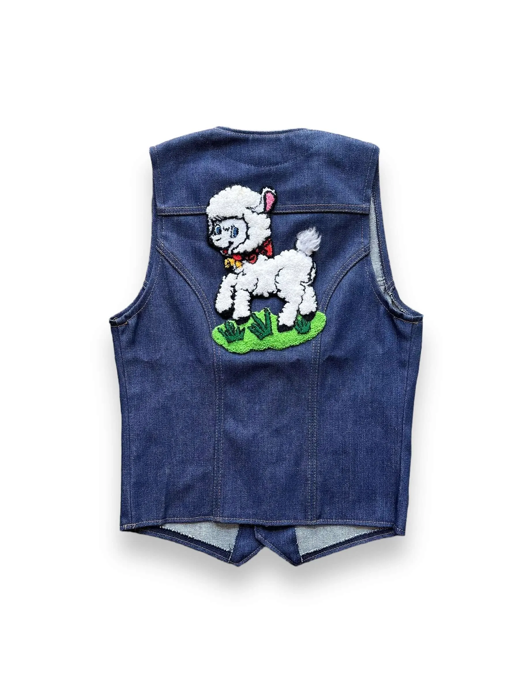 Vintage Wrangler Lamb Patch Denim Vest SZ S