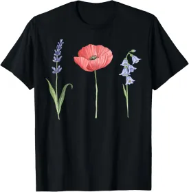 Watercolor Flower Trio Hand-Painted Art T-Shirt