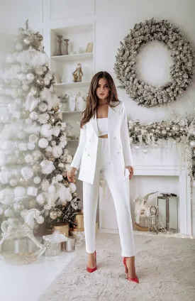White Double Breasted Suit 2-Piece