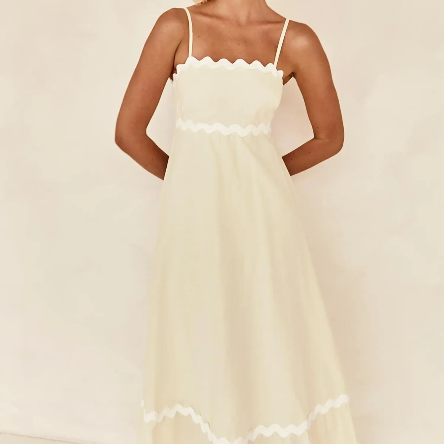 Women's Striped Maxi Dress Spaghetti Strap Sleeveless Cutout Long Dress Flowy Swing Beach Sun Dress